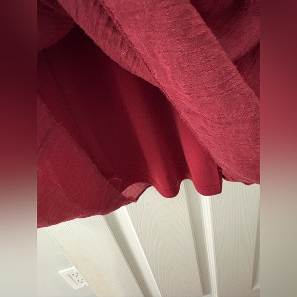 J Gee babydoll lace crochet mini dress size large bell sleeve Merlot red - Picture 4 of 10